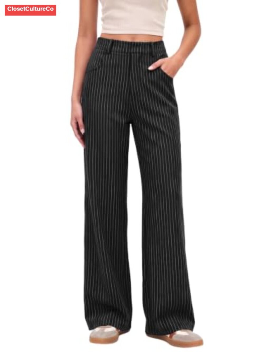 Wide Leg High Waist Business Casual Pants for Women Office Stretch Trousers